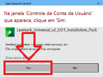 Na janela 'Controle de Conta de Usuário' que aparece, clique em 'Sim'.