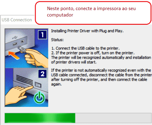 Nesse ponto, conecte a impressora ao seu computador.