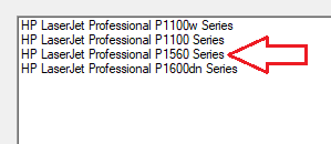 Na etapa “Select Printer” (Selecionar impressora), escolha: HP LaserJet Professional P1560 Series