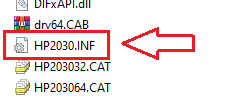 Dentro dela, localize o arquivo HP2030.INF