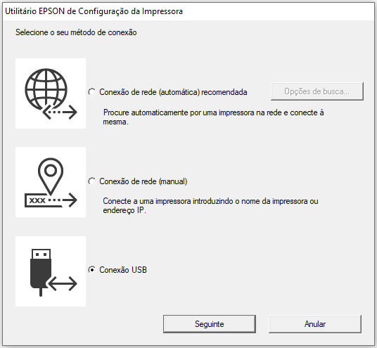 2. Capturas de tela das etapas de instalação do driver da impressora EPSON L18050